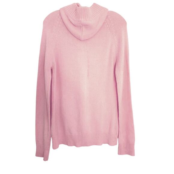 VTG 80s Chunky Cardigan Sz M Pink Knit Wood Toggle Buttons Hooded Barbiecore EUC - Picture 3 of 7